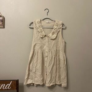 Cream Sleeveless Button-Up Dress